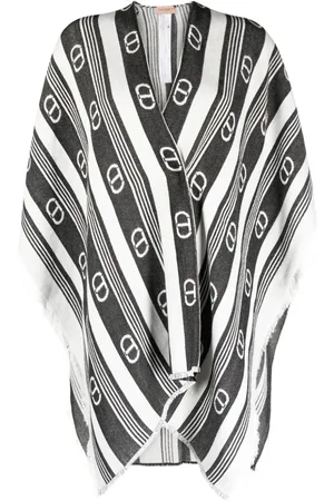 Twin-Set Logo-print striped poncho