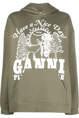 Ganni Logo-print organic cotton hoodie