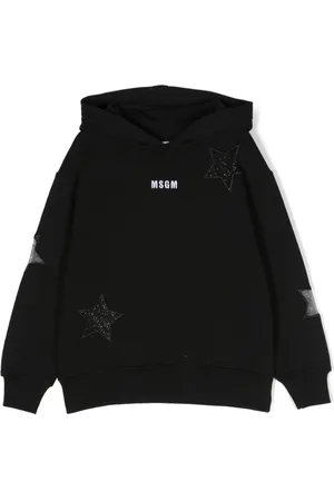 Msgm Logo-embroidered cotton hoodie