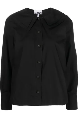 Ganni Layered bib-collar cotton shirt