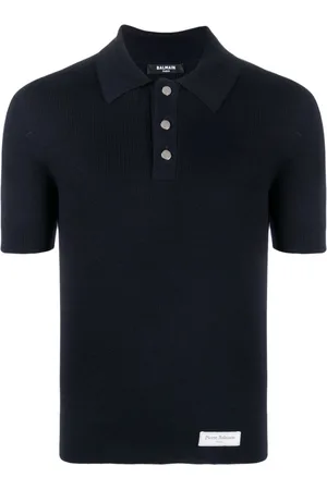 Balmain Logo-patch wool polo shirt