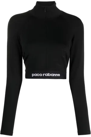 Paco rabanne Logo-underband half-zip crop top