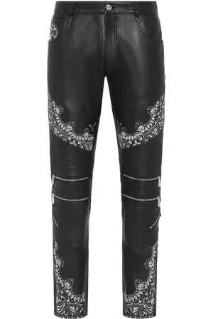 Philipp Plein Slim-cut leather trousers