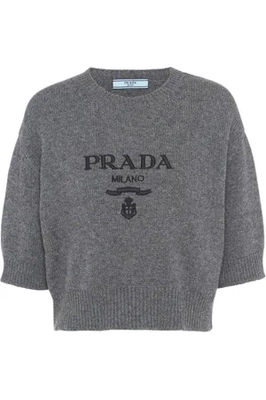Prada Logo-intarsia cropped wool jumper