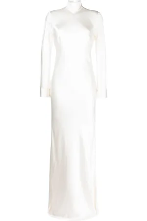 Michelle Mason Open-back long-sleeve gown dress