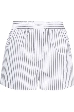 Alexander Wang Logo-patch striped poplin shorts
