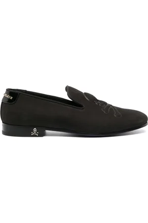 Philipp Plein Skull-embroidered suede loafers