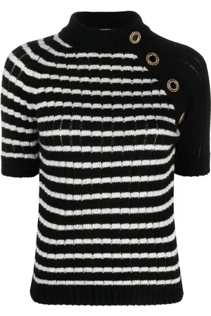 Balmain Striped cashmere-blend top