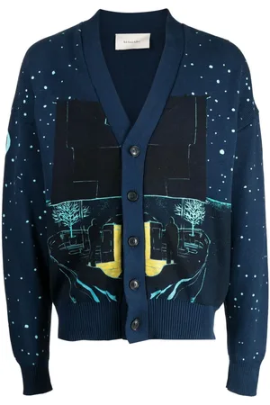 Limitato Illustration-style pattern cotton cardigan