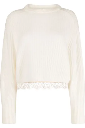 Fabiana Filippi Lace-trim ribbed jumper