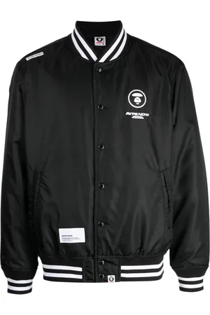 A Bathing Ape Logo-print baseball-collar bomber jacket