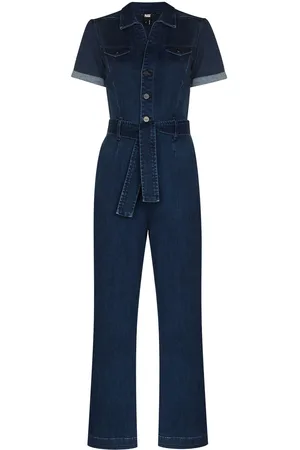 Paige Anessa short-sleeve denim jumpsuit