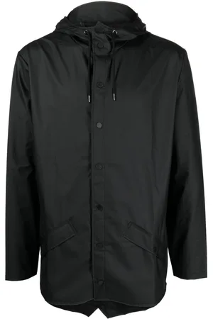 Rains Drawstring-hooded buttoned rain jacket