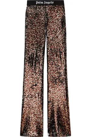 Palm Angels Logo-tape sequin flared trousers