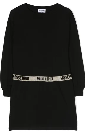 Moschino Logo-waistband long-sleeve dress