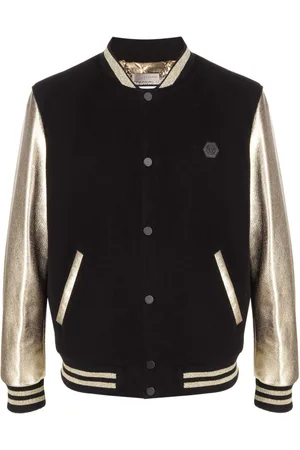 Philipp Plein Metallic effect-sleeves bomber jacket