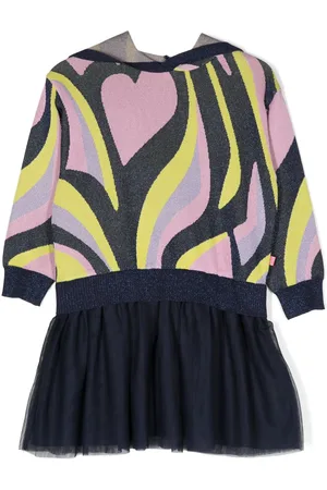 Billieblush Layered abstract-print knitted dress