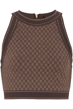 Balmain Monogram-jacquard cropped top