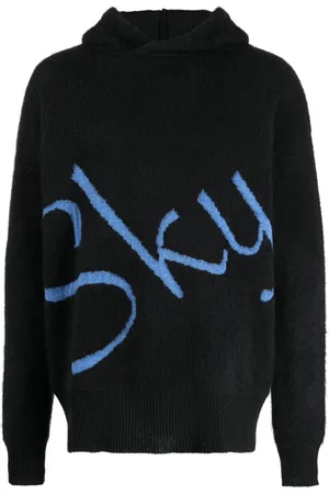 BLUE SKY INN Logo-jacquard knitted hoodie