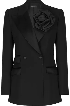 Dolce & Gabbana Floral-appliqué double-breasted blazer