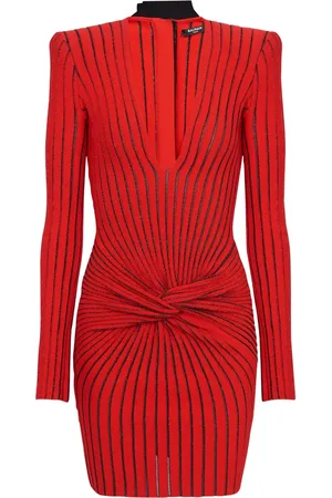 Balmain Ribbed-knit long-sleeve dress