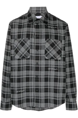 OFF-WHITE Logo-embroidered checked cotton shirt