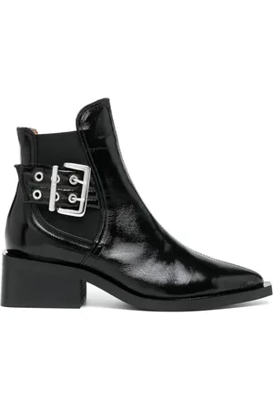Ganni 45mm buckle-detail leather boots
