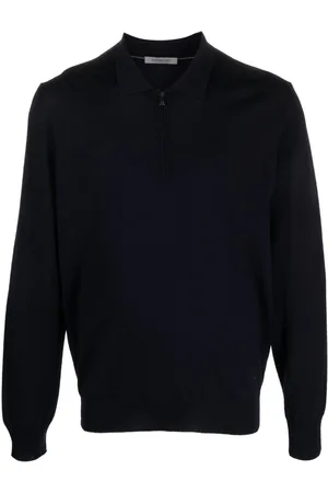 corneliani Zip-up virgin-wool polo shirt