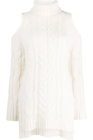 P.A.R.O.S.H. Cold-shoulder cable-knit jumper