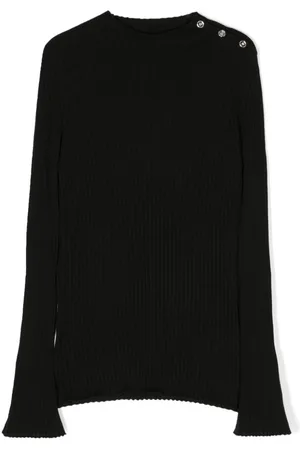 VERSACE Ribbed-knit side-button jumper