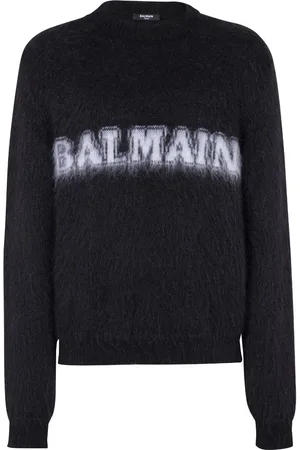 Balmain Logo-print brushed-finish jumper