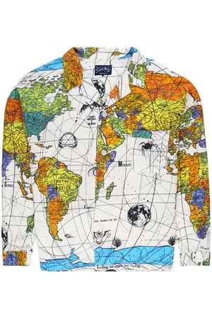 SAINT MXXXXXX World Map notched-collar shirt