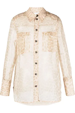 Ganni Leopard-print semi-sheer shirt