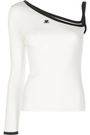 Courrèges Logo-embroidered one-shoulder top