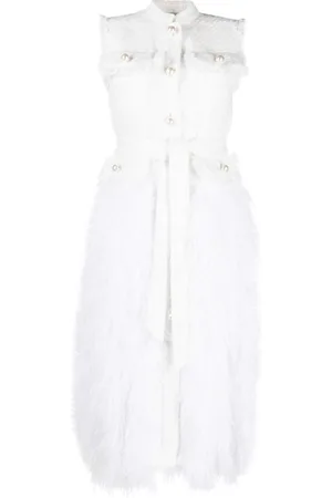 HUISHAN ZHANG Feather-trim tweed dress