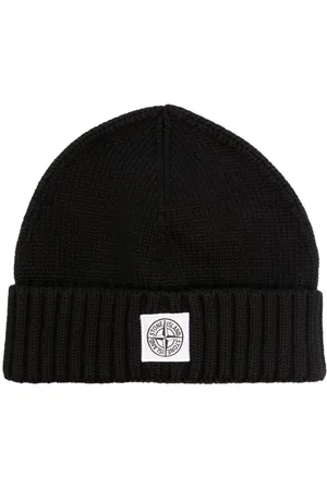 Stone Island Logo-patch cotton beanie