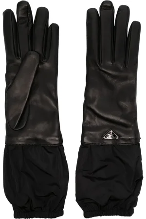 Prada Enamel-logo leather gloves
