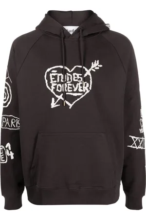 Etudes Graffiti-embroidery organic cotton hoodie