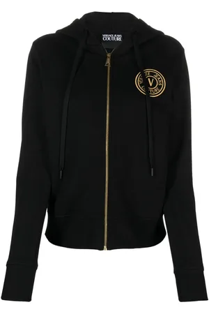 VERSACE Logo-embroidered cotton hoodie