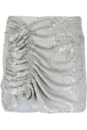 The Mannei Ruched-detail sequined miniskirt