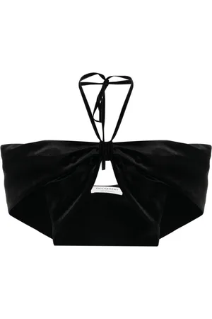 Serafini Velvet-effect halterneck cropped top