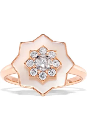 David Morris 18kt rose gold Astra diamond and mother-of-pearl ring