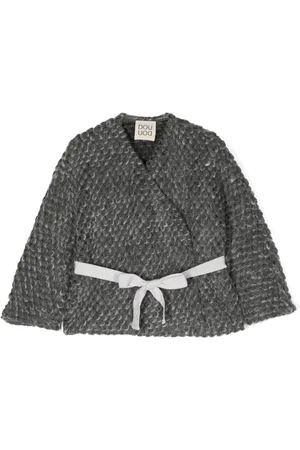 DOUUOD KIDS Brushed-effect belted cardigan