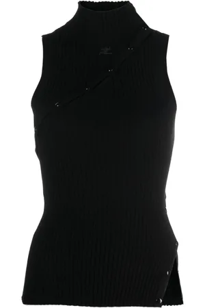 Courrèges Logo-embroidered ribbed tank top