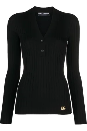 Dolce & Gabbana Logo-plaque wool-blend top