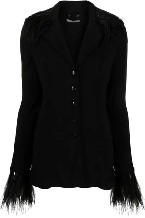 Alberta Ferretti Goose-feather trim button-up jacket