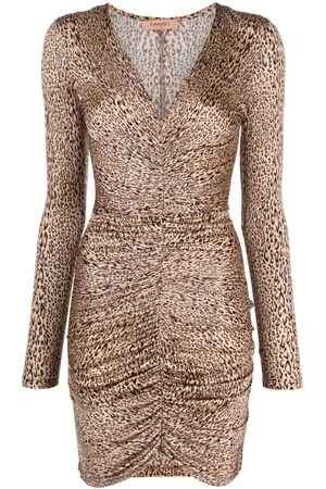 Twin-Set Leopard-print ruched minidress