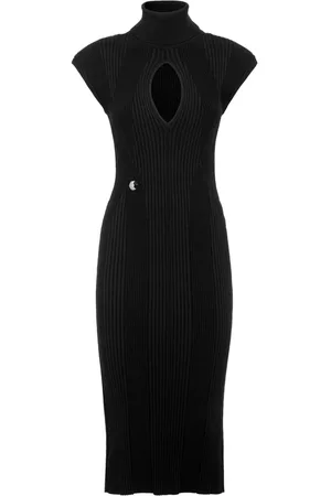 Philipp Plein Shoulder-pads ribbed midi dress