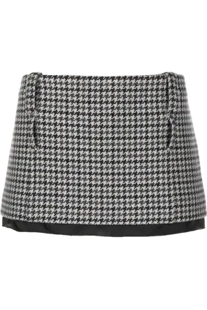 Miu Miu Houndstooth-pattern virgin-wool miniskirt