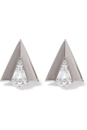 ANNOUSHKA 18kt white gold Deco diamond arrow stud earrings
